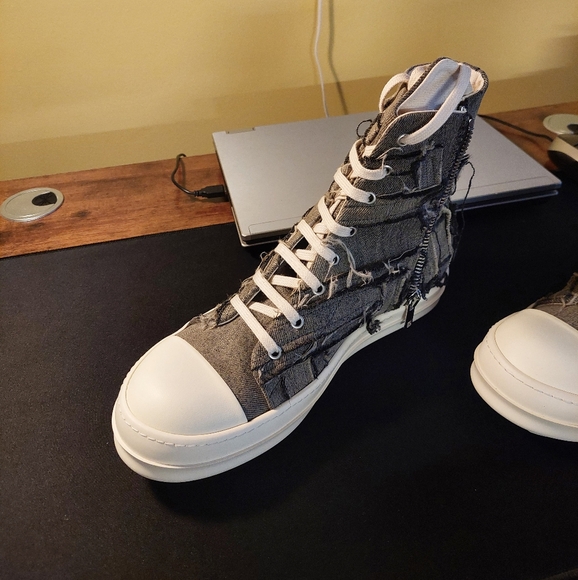 Rick Owens DRKSHDW Slashed Sneakers Mineral Pearl / Milk, size 11. - Picture 3 of 12